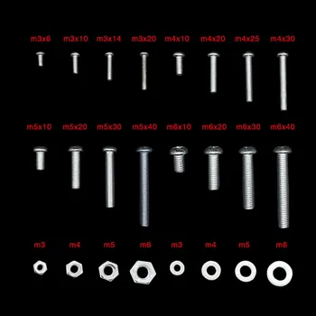 

1box M3 M4 M5 M6 Head Cross Screw Nut Nut Bolt Fastening Screw DIY Tool Boxed