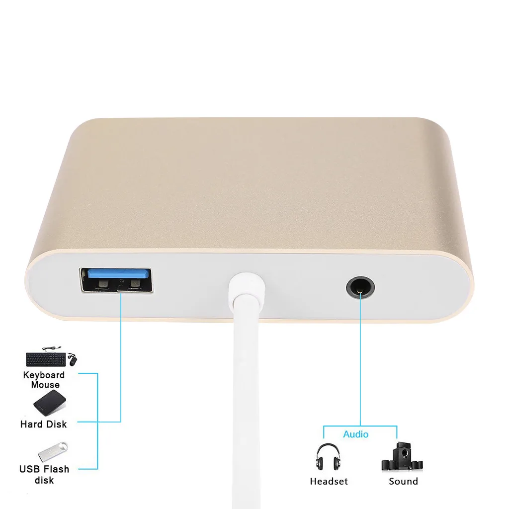 OMESHIN концентратор USB type C до 3,0 USB HDMI VGA USB 3,0 type C аудио концентратор адаптер 5 в 1 многопортовый конвертер type C концентратор USB-C