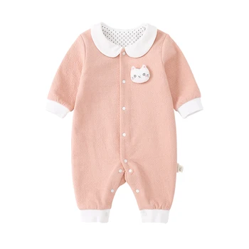 

Pureborn Newborn Unisex Baby Romper Cartoon Kitten Candy Color Baby Boy Girl Jumpsuit Long Sleeve Cotton Winter Baby Outfit