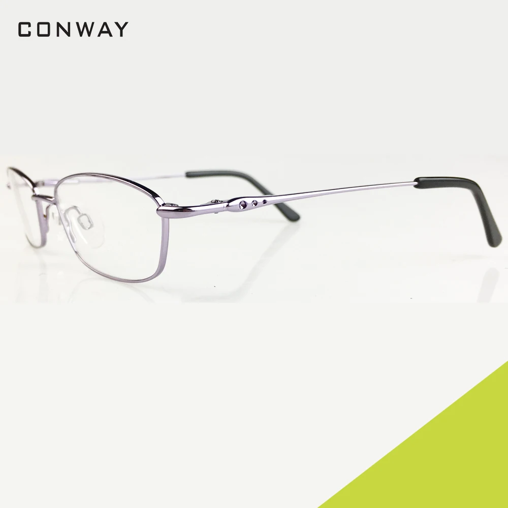 Conway, тонкая металлическая оправа, очки для женщин, без рецепта, прямоугольные оптические очки, оправа, прозрачные линзы, модные женские очки