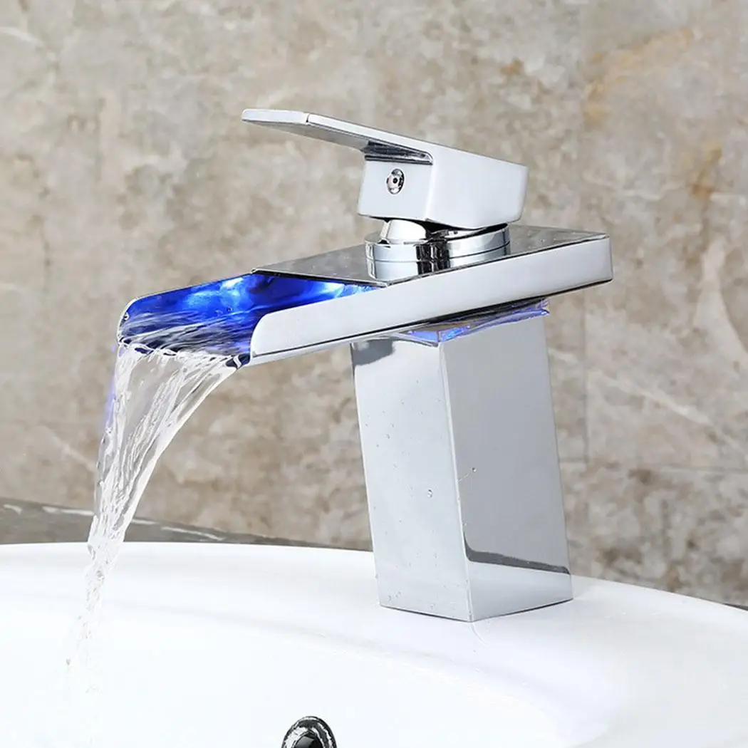 

Durable Practical Anti-rust Temperature Control Household LED Handle Home Waterfall For Wash Basin Faucet