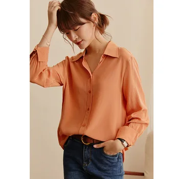 

orange lantern sleeve chiffon silk office blouse womens shirts and blouses 2020 summer elegant sexy boho plus size