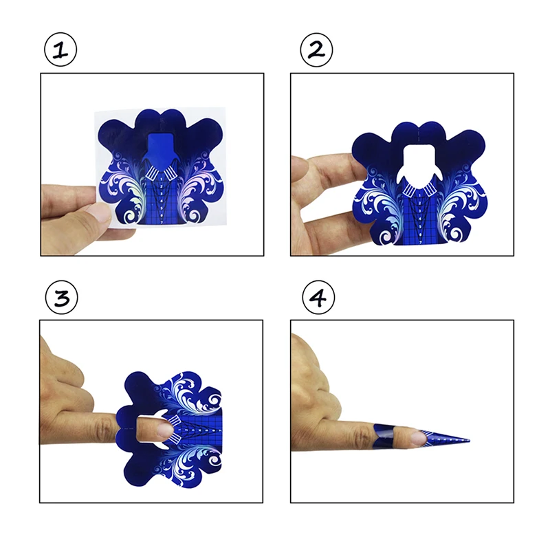Finger Angel 50/100/500 шт. форма ногтей наклейки цветной чехол с изображением синей бабочки Форма наращивание ногтей советы руководство для УФ Инструмент для маникюра# FJH09