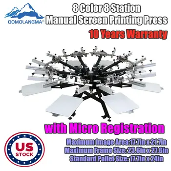 

US Stock,CALCA 8 Color 8 Station Manual Screen Printing Press, with Micro Registration