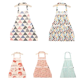 

Fashion Cotton Apron Household Women Adult Bibs Home Cooking Baking Coffee Shop Cleaning Aprons Pinafore Kitchen Accessories