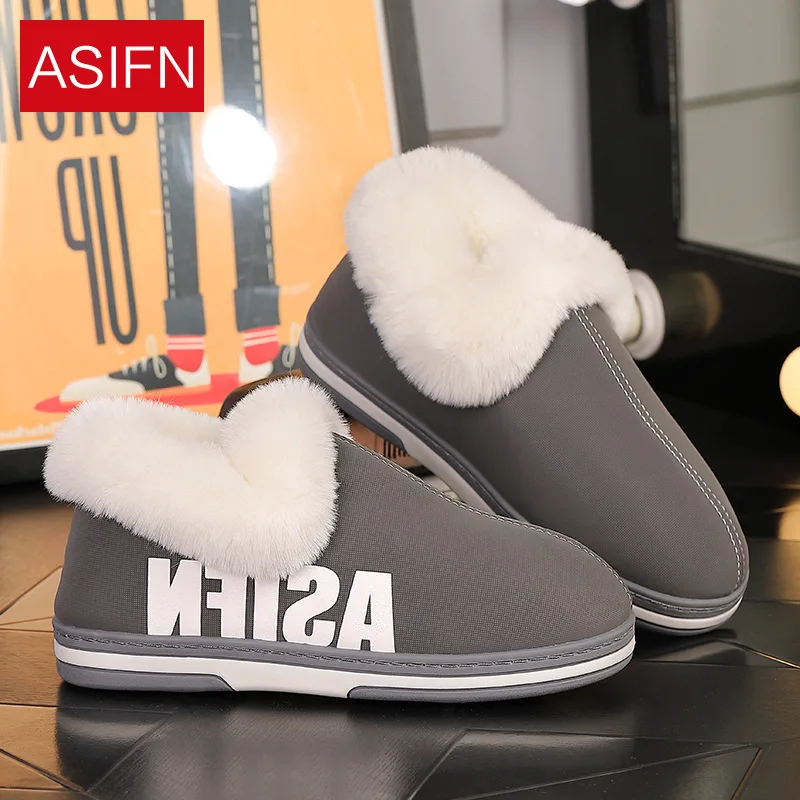 

2019 New Style Plush Pu Warm Cotton Slippers Women's Winter Waterproof Household Indoor Thick Wool Mouth Cotton-padded Shoes