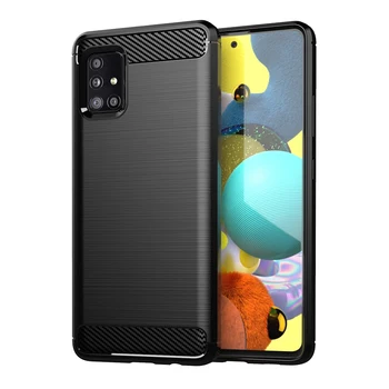 

50pcs/lot For Samsung Galaxy A21 A31 M31 Carbon Fiber Brushed Shockproof Flexible TPU Case For Samsung Galaxy A51 5G A71 5G
