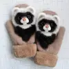 Women Men Winter Knitted Gloves Cute 3D Fluffy Cartoon Animal Decor Thickened Plush Lining Outdoor Windproof Thermal Warm Mitten ► Photo 3/6