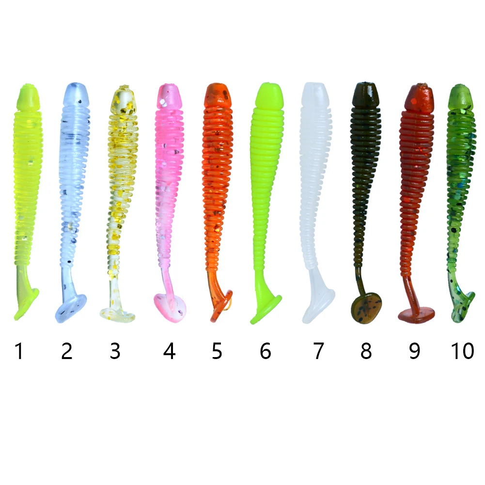 

10 Pieces / set of Shaking Bait 4.5 cm T Tail Swing Bait Artificial Bait Worm-like Soft Bait Carp Carp Fishing Bait