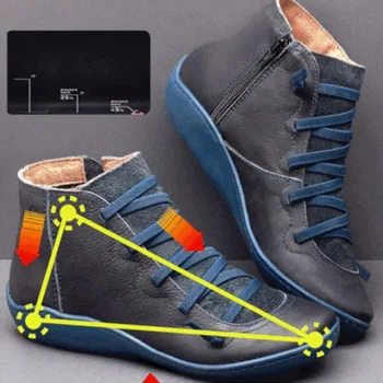 

Women's PU Leather Ankle Boots Women Autumn Winter Cross Strappy Vintage Women Punk Boots Flat Ladies Shoes Woman Botas Mujer