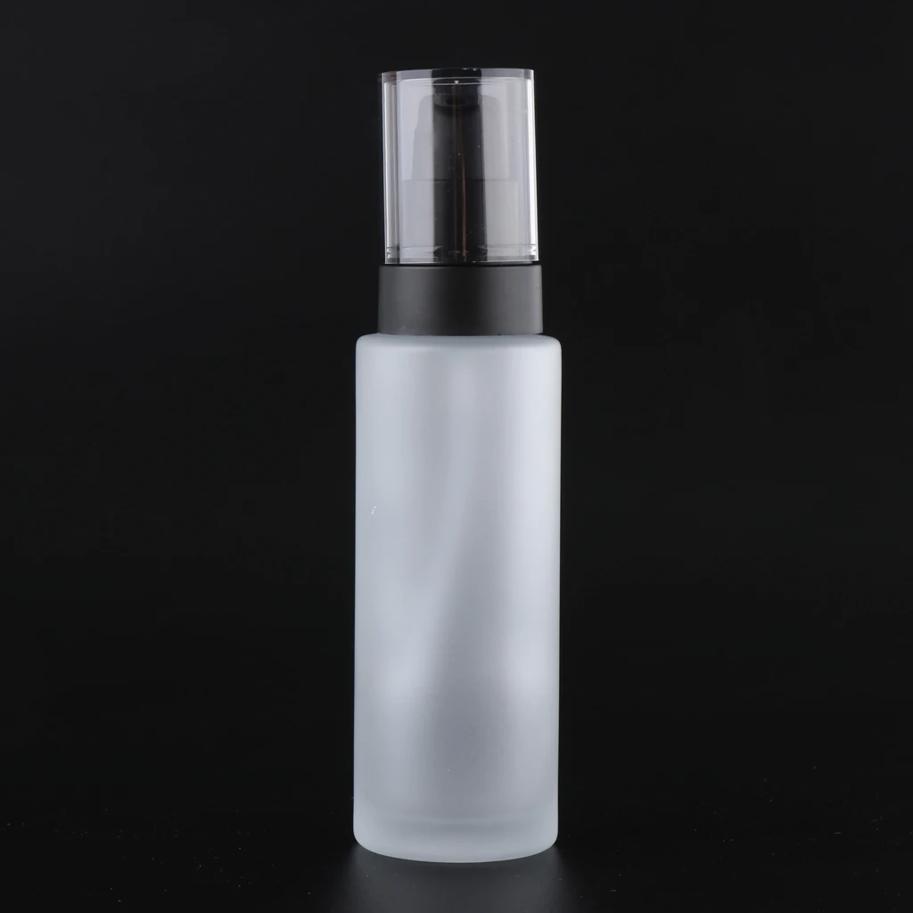 Empty Frosted Glass Pump Bottle Matte Lotion Bottle Refillable Container for Travel, Cosmetics, Aromatherapy and more