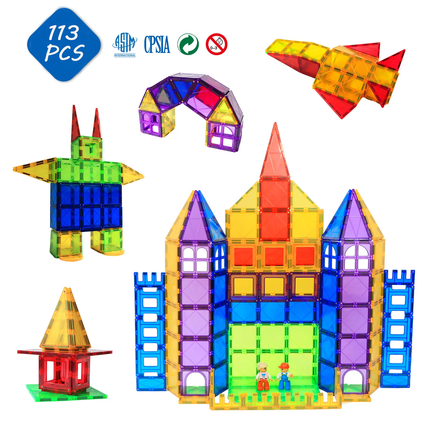 

Romboss Magnetic Building Blocks DIY Set Colorful Windows Magnetic Building&Construction Magnetic Tiles Educational Toys