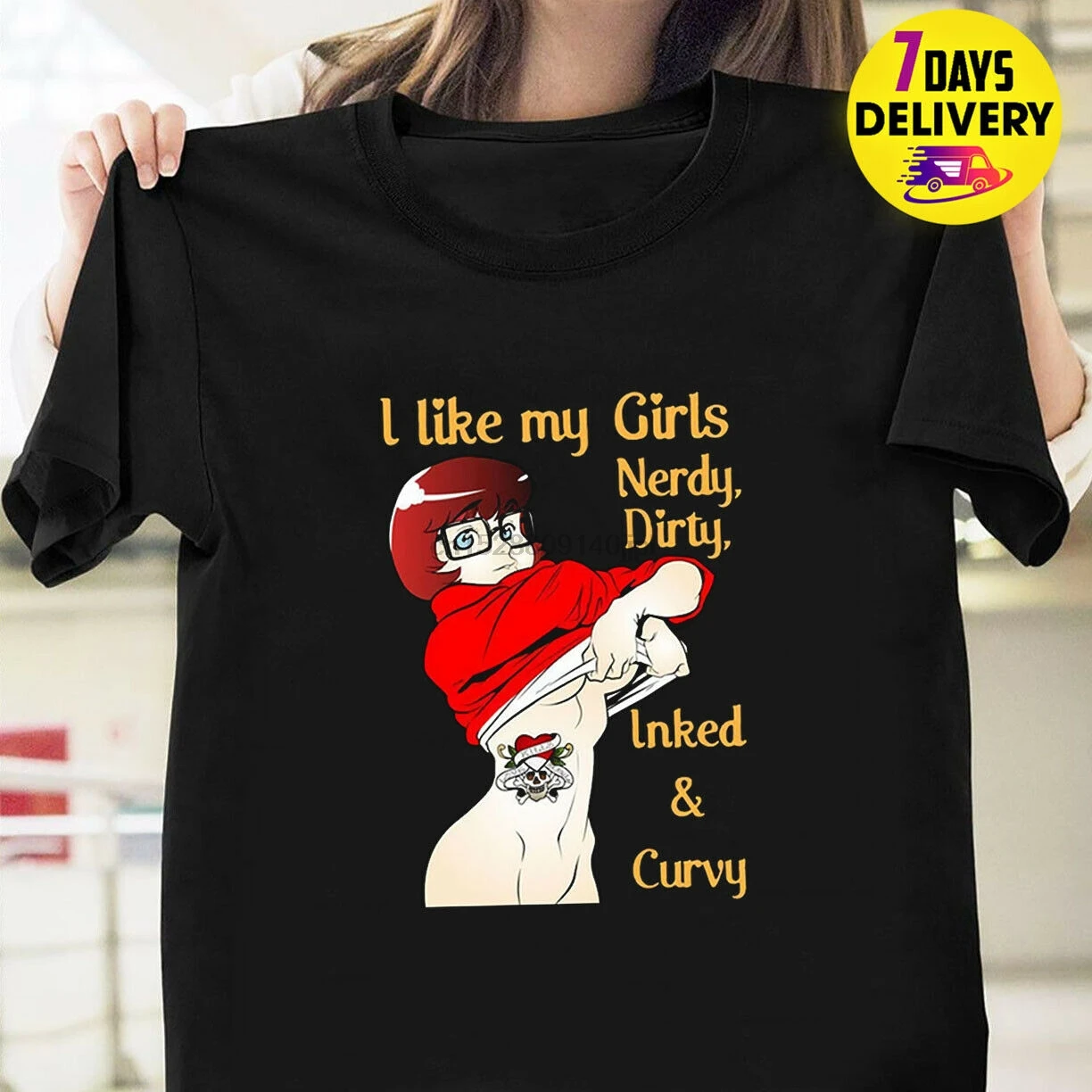 Nerdy Dirty Inked And Curvy I Like My Girl Velma Футболка Черный Размер S 3Xl |