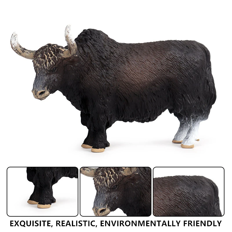 Children's Wild animal model New black yak Tibetan cattle model toy collection gift Toy model