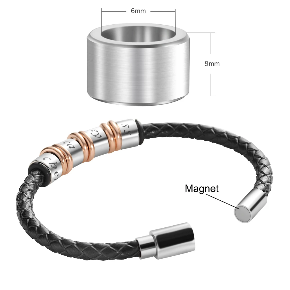 Genuine Leather Engraved Name Gift Bracelets With Magnetic Clasp Personalized Custom Jewelry For Man and Women