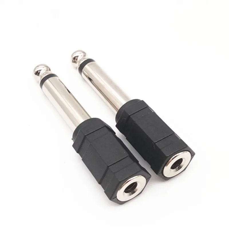 100pcs nickle plated Mono stereo 3.5mm female to 6.35mm 6.35 mm 6.5mm 1/4" inch Male TRS jack audio Adapter connector