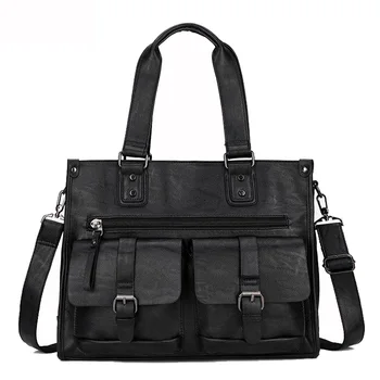 

High Quality Men's Handbag Bag Shoulder Brand Designer Leather Soft Fabric Large Capacity Shoulder Bag Male Big Travel Handbag