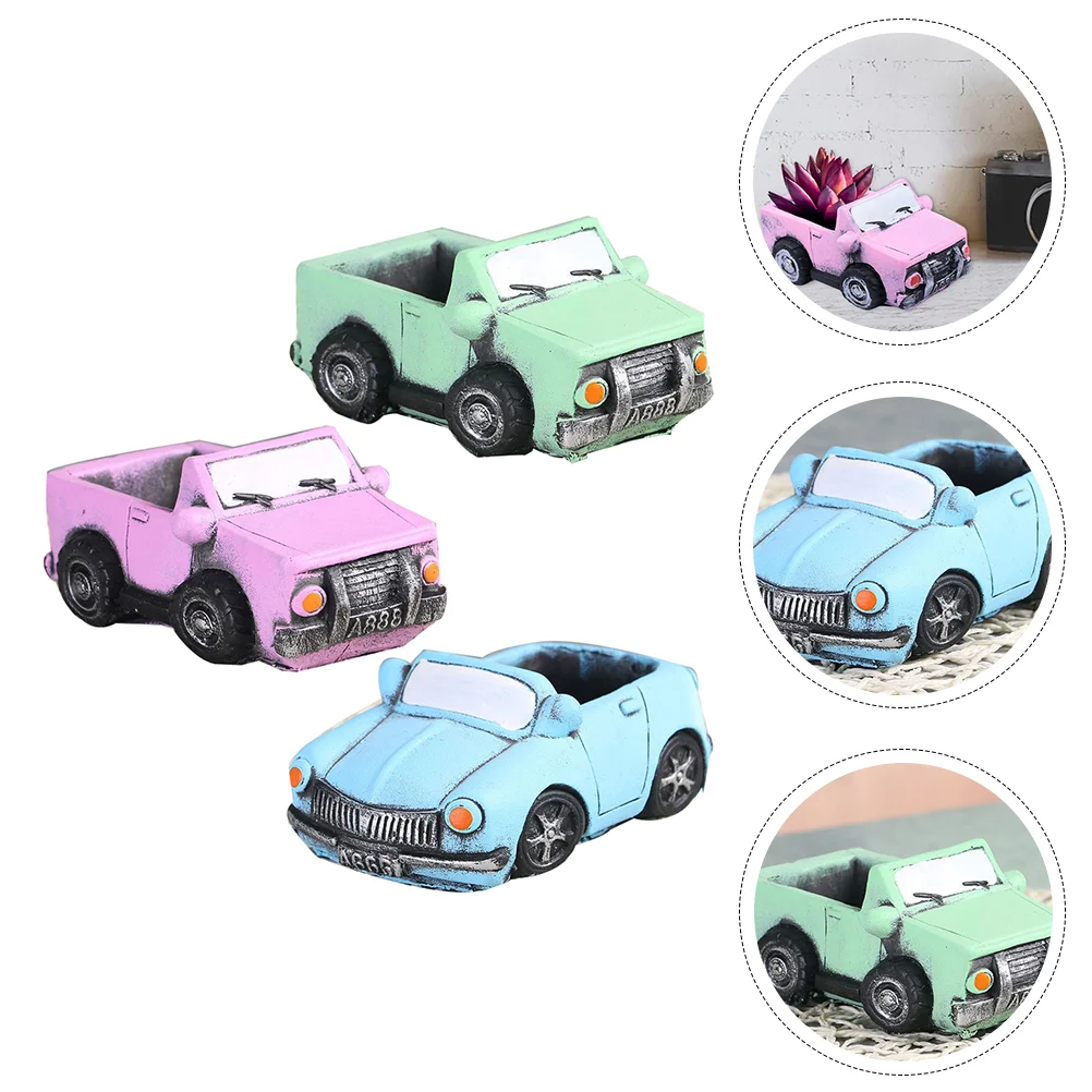 3pcs Retro Flowerpots Cement Succulent Plant Pots Car Shaped Flower Containers | Дом и сад