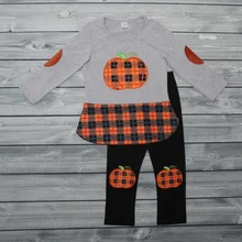 Лидер продаж, осенняя одежда для девочек комплект детской одежды, cutey одежда с рисунком тыквы,, 2GK909-1584