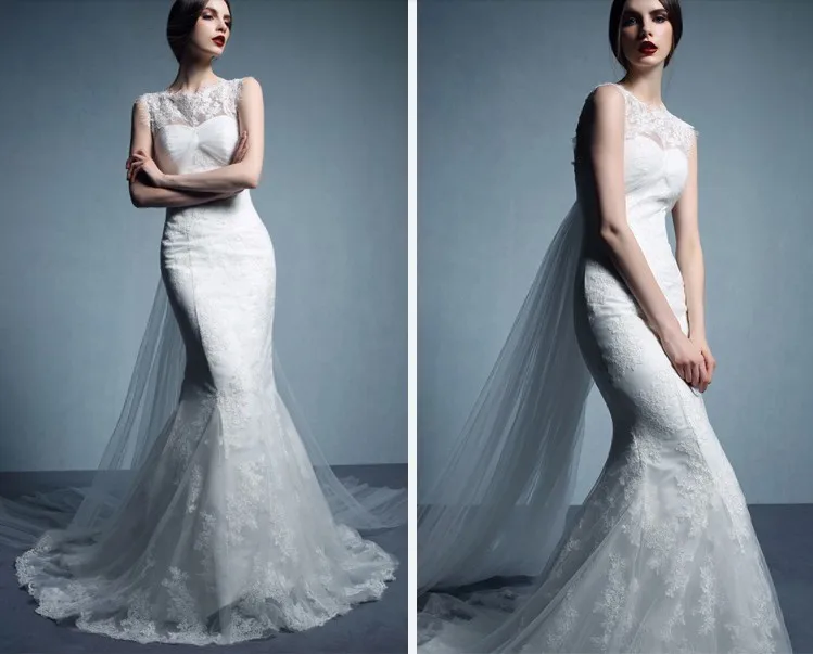 Дизайн распродажа пикантные vestido de noiva curto Романтический Casamento Белый длинный Русалка кружевное платье для мамы; обувь под свадебное платье для невесты