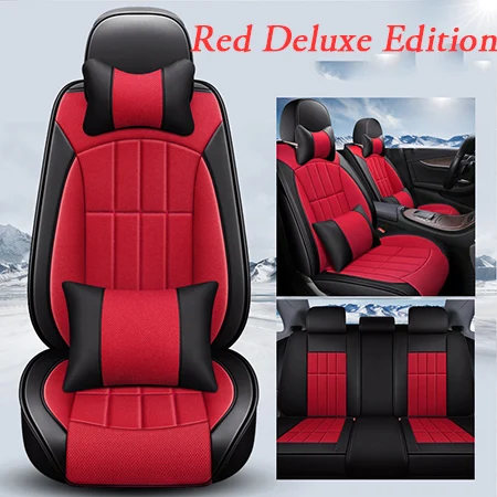 Специальные кожаные чехлы для автомобильных сидений для nissan qashqai j10 almera n16 note x-trail t31 patrol y61 juke leaf teana styling - Название цвета: Red Deluxe