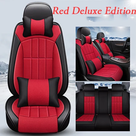 Red Deluxe Специальные кожаные чехлы для автомобильных сидений для nissan qashqai j10 almera n16 note x-trail t31 patrol y61 juke leaf teana styling - Название цвета: Red Deluxe