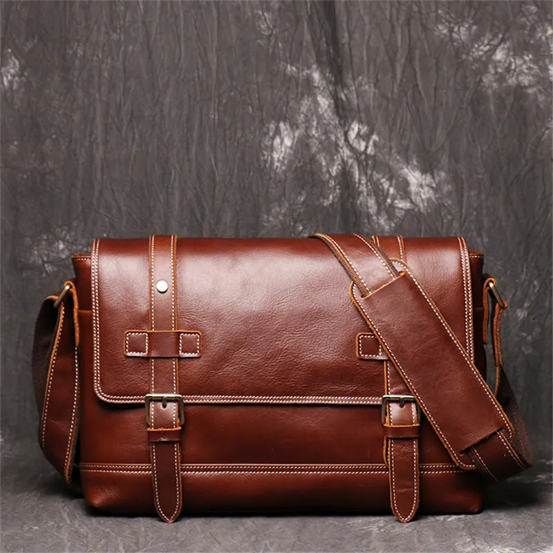 Винтажная мужская сумка-мессенджер из натуральной кожи, портфель, Офисные Сумки для мужчин, сумка на одно плечо, мужская деловая сумка через плечо, мужская сумка