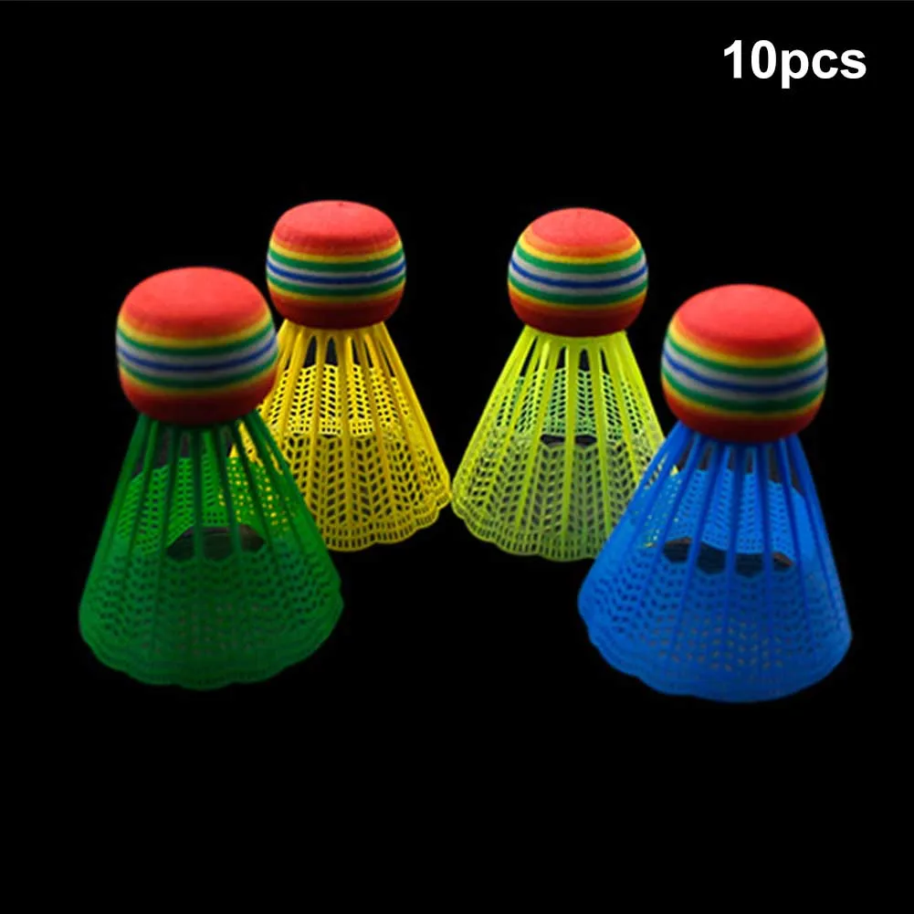 

10pcs Training Indoor Portable Badminton Durable Entertainment Practice Reusable Gym Nylon Ball Rainbow Head Outdoor Game Sport