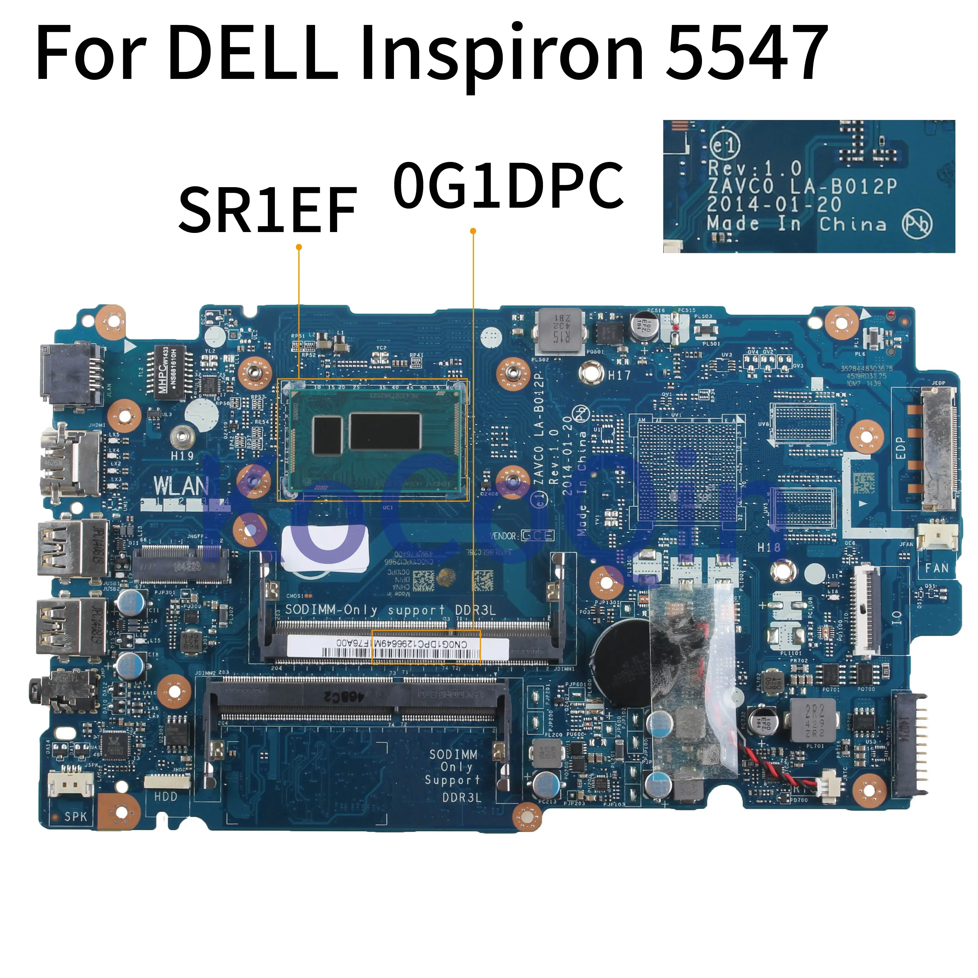 KoCoQin материнская плата для ноутбука DELL Inspiron 5547 Core I5-4210U материнская плата CN-0G1DPC 0G1DPC ZAVC0 LA-B012P SR1EF