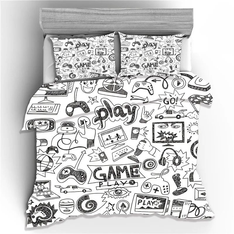 king size duvet cover Gamepad Bedding Set Queen Size Duvet Cover Creative Black  Comforter Bed Cover Set Pillowcase 3pcs Multiple size Bedding Sets  best of sale