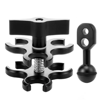 

3-Hole Aluminum Triple Butterfly Clip Diving Light Arm Ball Head (Black) & 1 Inch Ball to Ys Head Clip Arm for Action Video Came