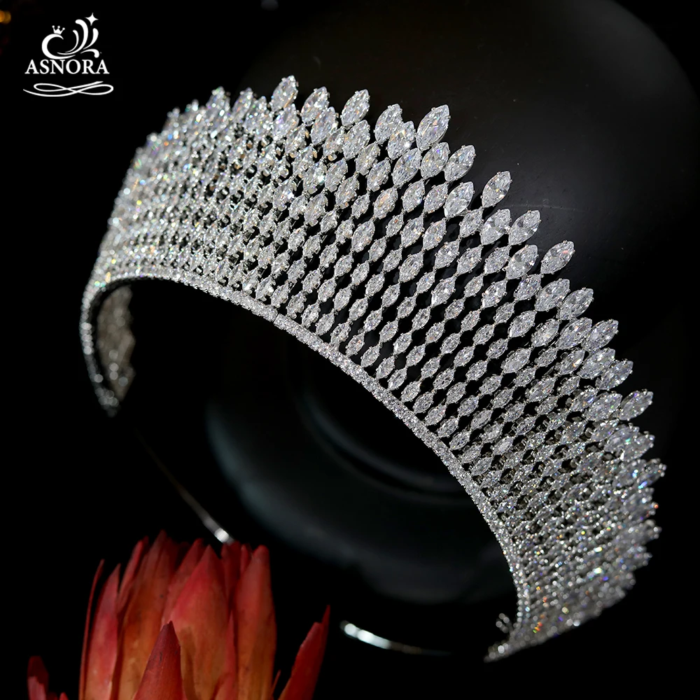 New Shiny Princess Crown ASNORA Retro European Bridal Headdress Crystal Queen Crown Selection Hair Band Bridal Hair Accessories