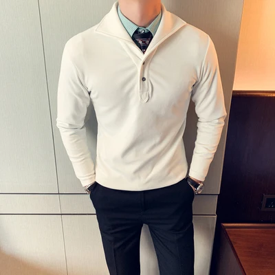 

2019 new casual exquisite autumn and winter warm bottoming shirt plush micro-elastic fleece long-sleeved wild non-automatic POLO shirt