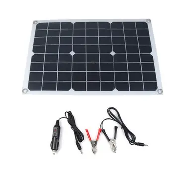 

Protable 20W Flexible Solar Panel Kit Outdoor Emergency Electric 18V Polycrystalline Board for Home Caravan Boat