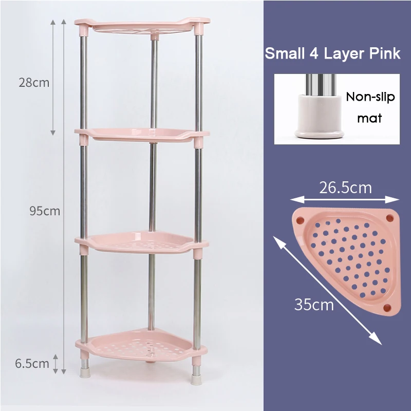 Small4layer Pink 28H Органайзер для ванной комнаты, косметический стеллаж для хранения туалетных принадлежностей, полки для полотенец, кухонные принадлежности, стеллажи из нержавеющей стали - Цвет: Small4layer Pink 28H
