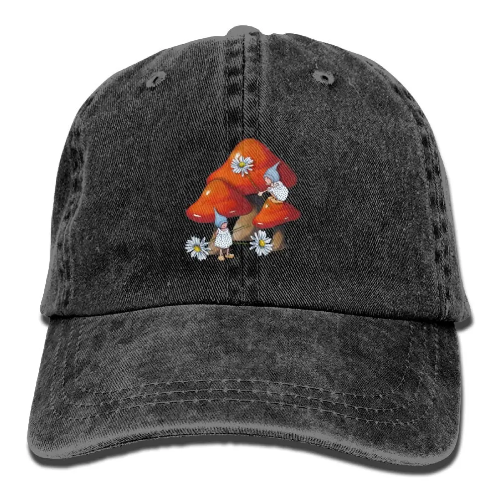 Джинсовая кепка с грибами для девочек, Регулируемая Мужская однотонная бейсболка