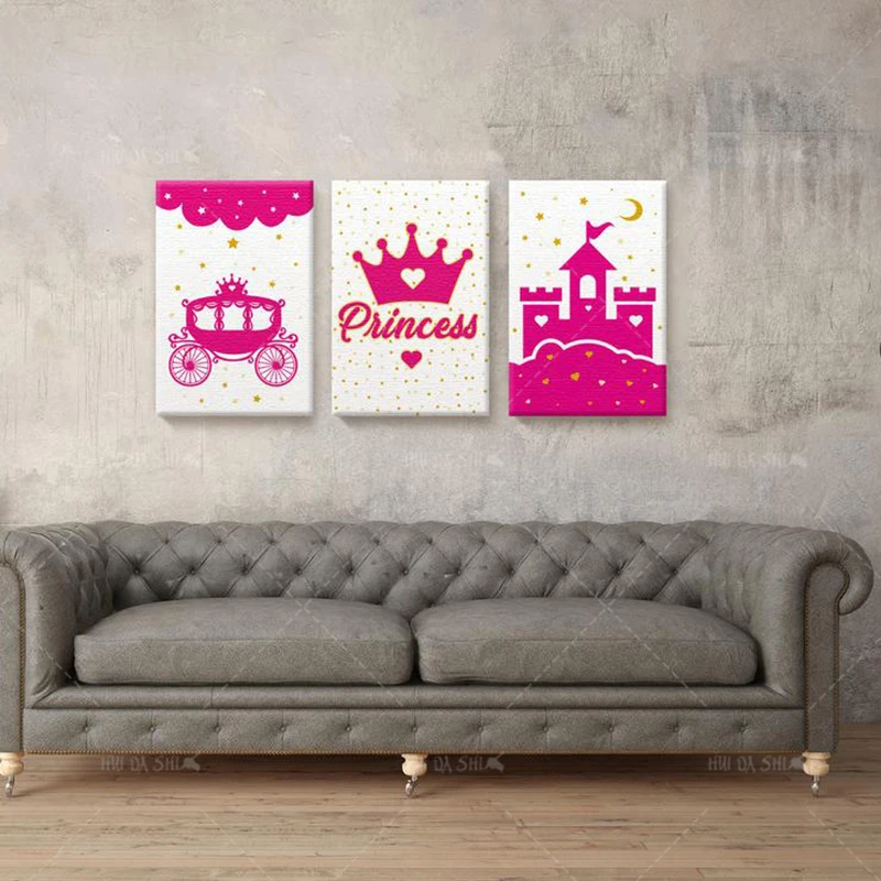 

Home Minimalism Bedroom Decoration HD Wall Art Pink Princess's Room Nordic Print Poster Modular Wall Picture Kid for Living Room