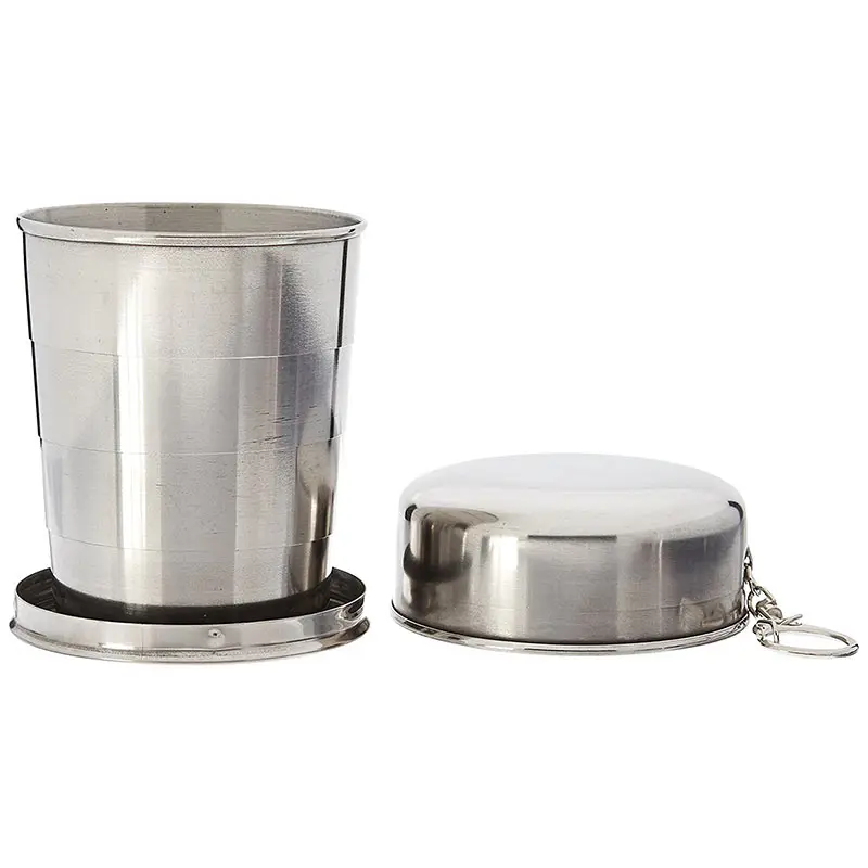 L 4 fold 240ml cup Мини нержавеющей стали Портативный Открытый Телескопический Для Кемпинга Брелок складной/240 рюмка, мл/140 мл с 75 мл чашка складной путешествия - Цвет: L 4 fold 240ml cup