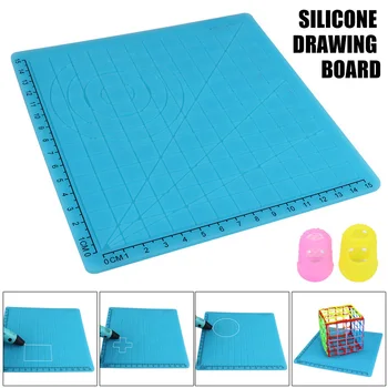 

3D Printing Pen Silicone Design Mat with Basic Template with 2 Silicone Finger Caps Great 3D Pen Drawing Tools Office KQS8
