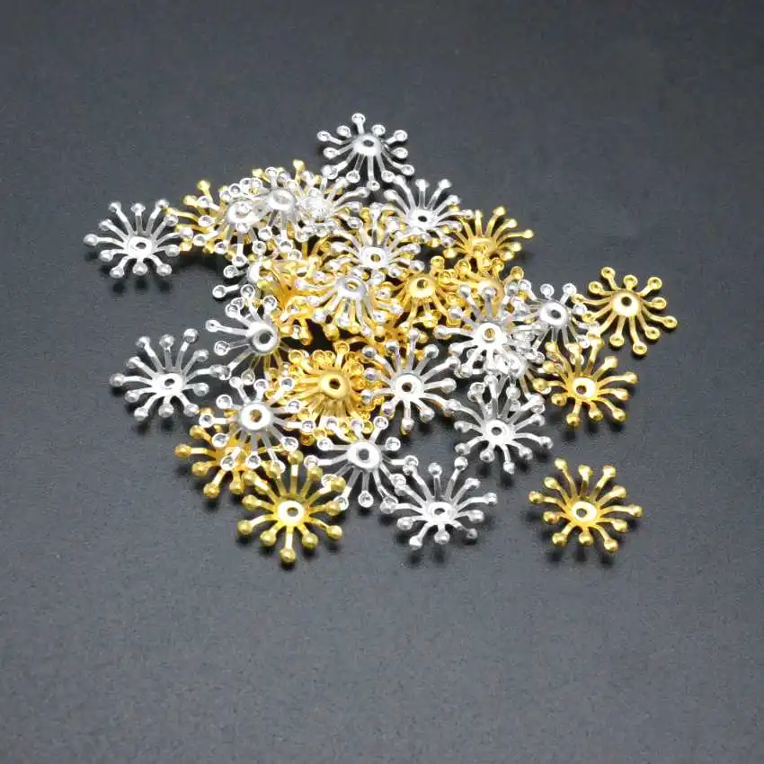 Free shipping 100Pcs Gold Silver Mixed Filigree Flower Wraps Connectors Embellishments Gift Decoration DIY Findings 15x13mm | Украшения и