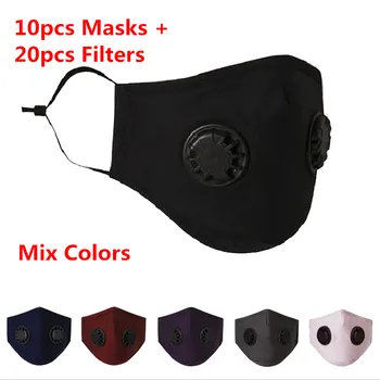 

10pcs/lot Double Breathing Valve PM 2.5 Mask Activated Carbon Filter Anti Dust Mask Anti Bacterial Masks Flu-proof Mouth Mask