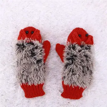 

Winter Pattern Gloves Universal Wool Hedgehog Autumn Stylish Cute Cartoon Warm Thick Men and Women Knitted Full Finger Mittens
