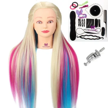 

Neverland 26Inch Colorful Synthetic Hair Mannequin Head For Hairstyles Hairdressing Training Head with Table Clamp and Braid