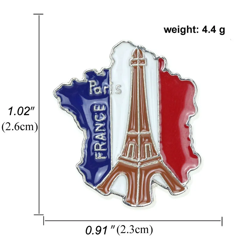 Брошь в виде карты и эмалированная булавка в виде Парижа Эйфелевой башни, итальянской, австралийской, американской патриотической булавки