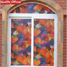 Цветная пленка «замороженное стекло» с рисунком рыбы из мультфильма, для гостиной, спальни, непрозрачная раздвижная дверь, для ванной комнаты, кухни, конфиденциальности, ПВХ пленка