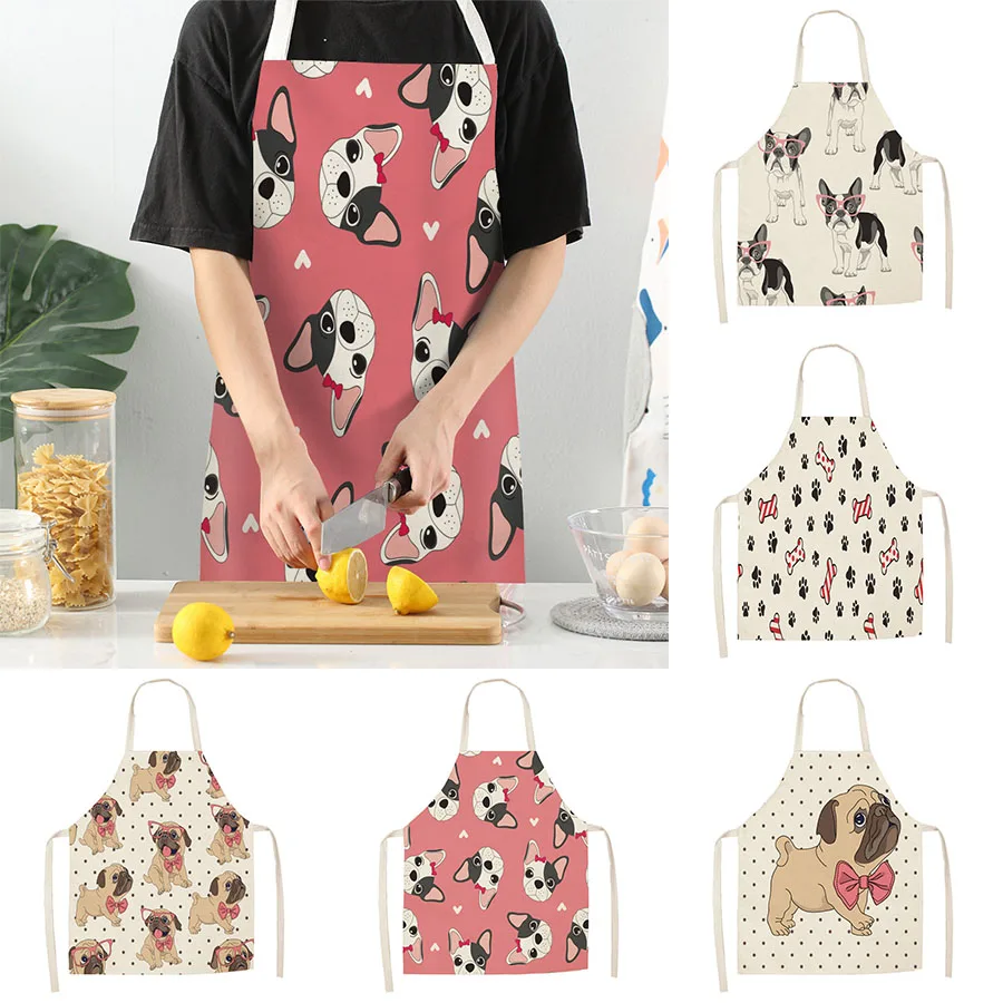 

Kitchen Aprons Dog Sleeveless Apron Cotton Cute Washable Linen Animal Printed
