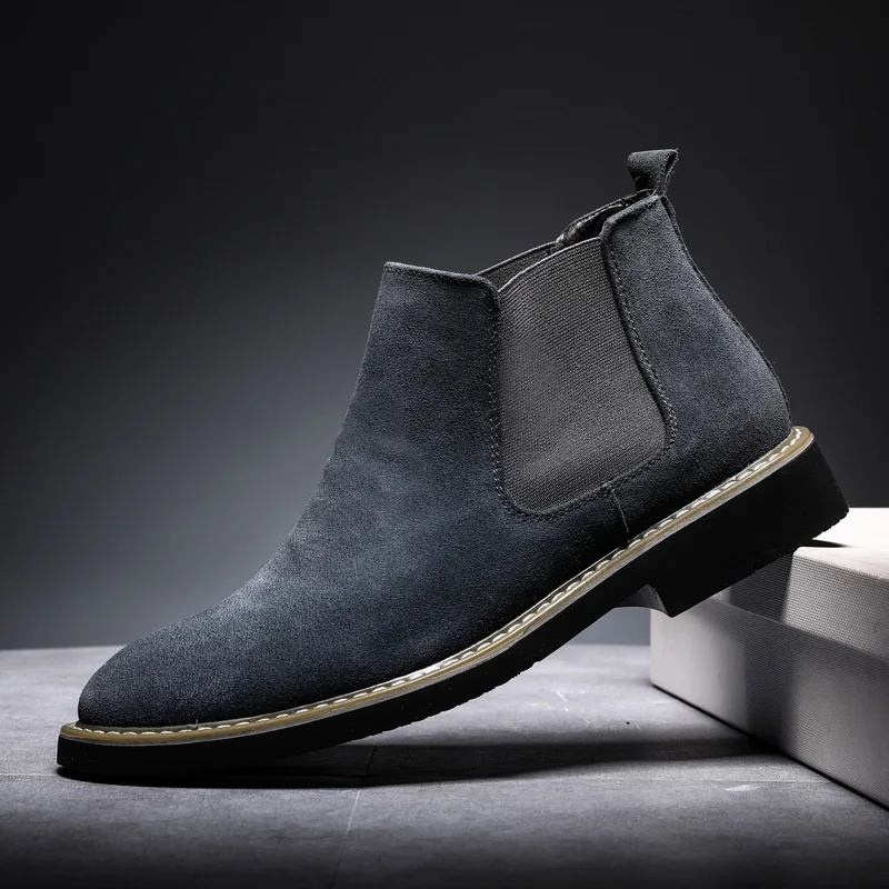 

Chelsea Boots Men Ankle Suede Leather Chukka Boots Men Formal Dress Men Shoes Casual Slip Ons Warm Winter Snow Boots Non-slip