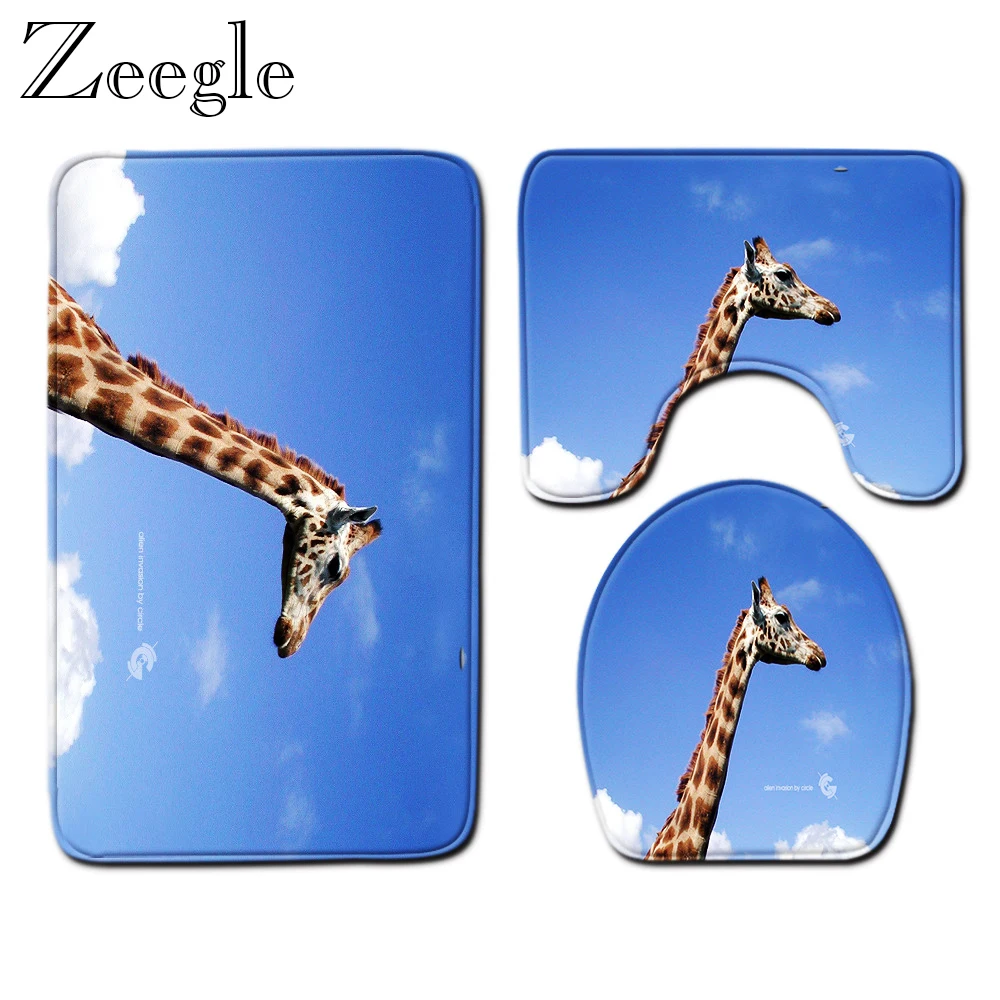 Bath Mat 3pcs Bathroom Mat Set Anti-slip Bathroom Doormat Shower Mat Soft Toilet Cover Seat Rug Absorbent Toilet Pedestal Rug