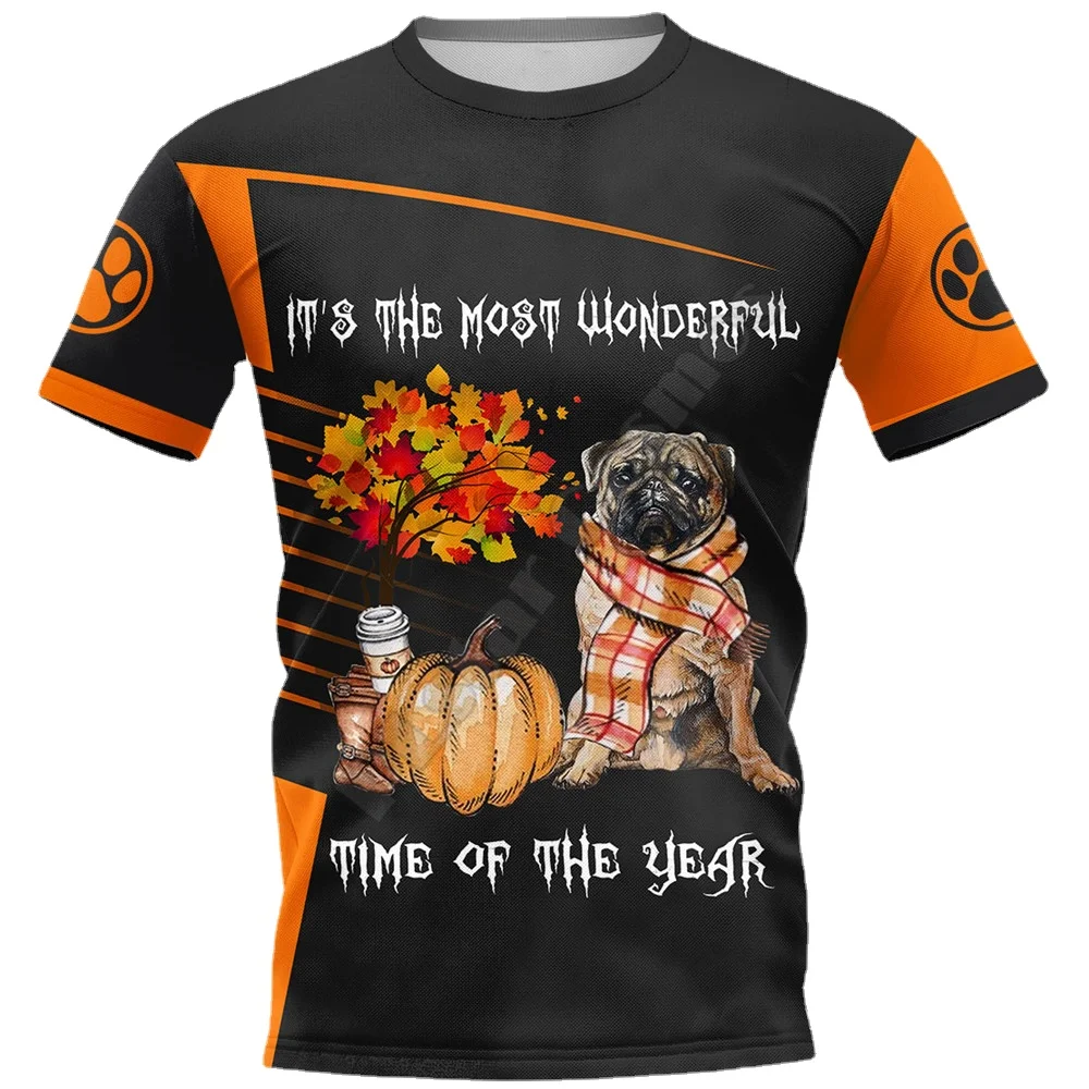 

Halloween Pug 3D Printed Women For men t shirt Harajuku Fashion Short sleeve Tshirt summer street Unisex tshirt