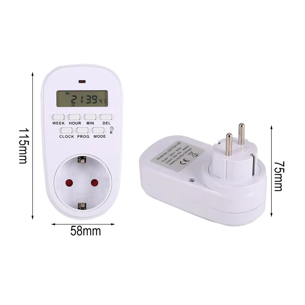 Mini Digital LCD 230V 16A Timer Switch Socket Outlet Plug-in Time Countdown Energy Saving Programmable Electronic Controller